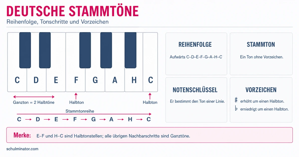 Stammtöne: Notennamen und Tonschritte verstehen