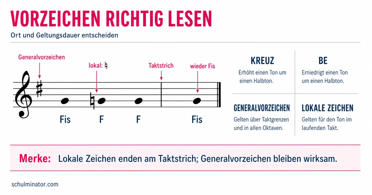 Vorzeichen in der Musik: Kreuz, Be und Auflösung