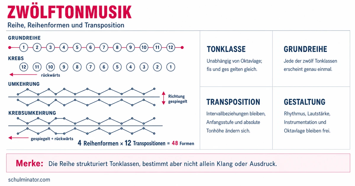 Zwölftonmusik: Grundreihe, Krebs und Umkehrung
