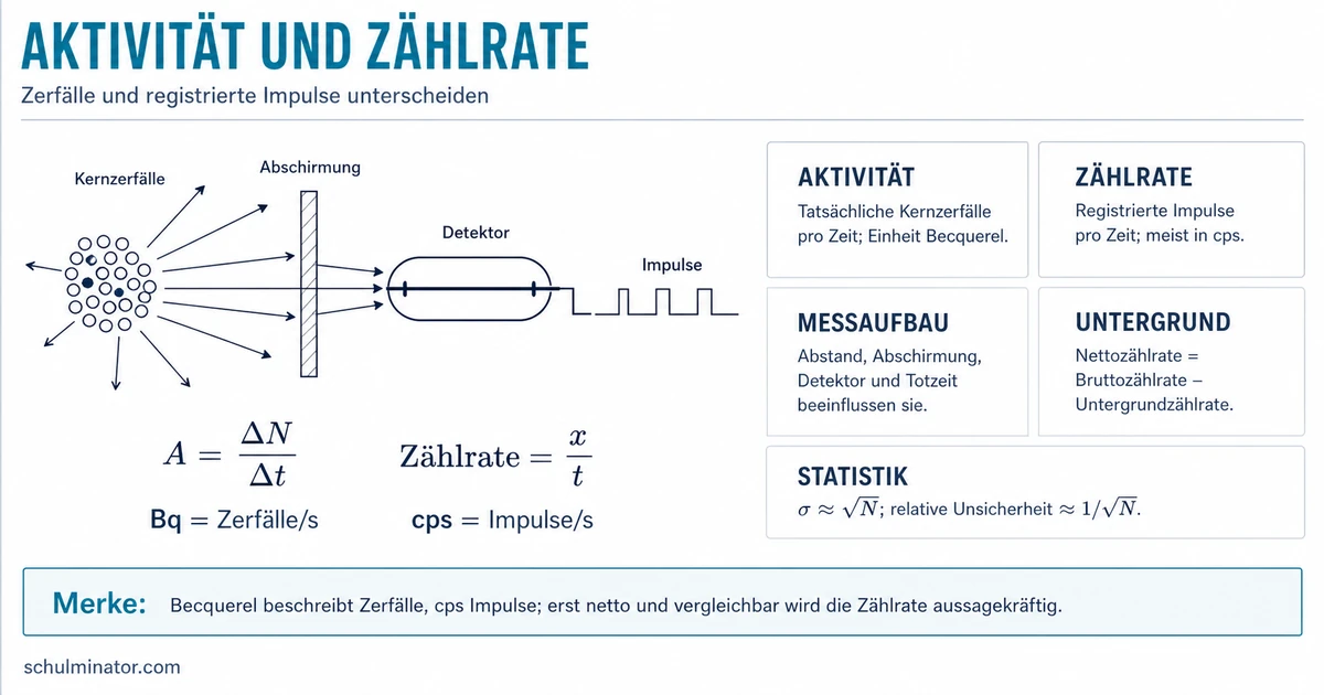 Aktivität und Zählrate einfach erklärt