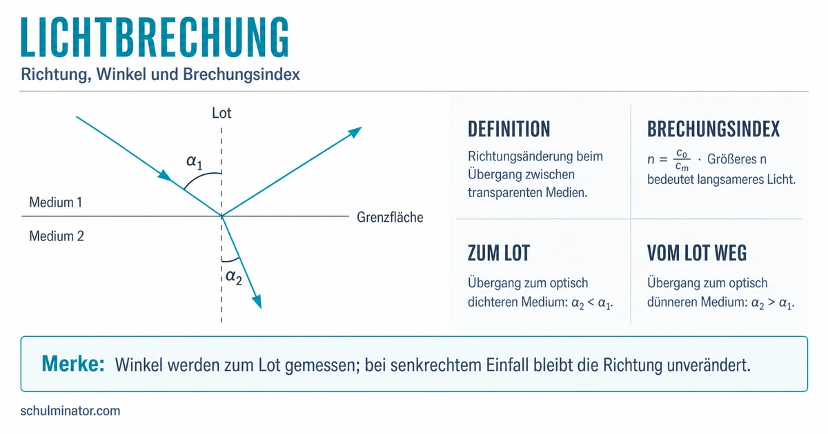 Brechung von Licht: Regeln und Brechungsgesetz