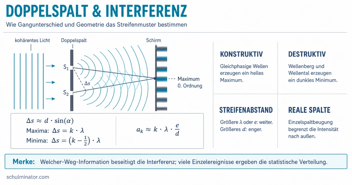 Doppelspalt: Interferenz verstehen und berechnen