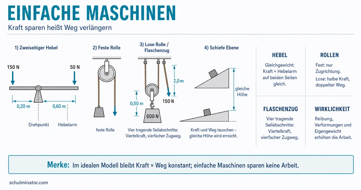 Einfache Maschinen: Hebel, Rollen und Flaschenzug