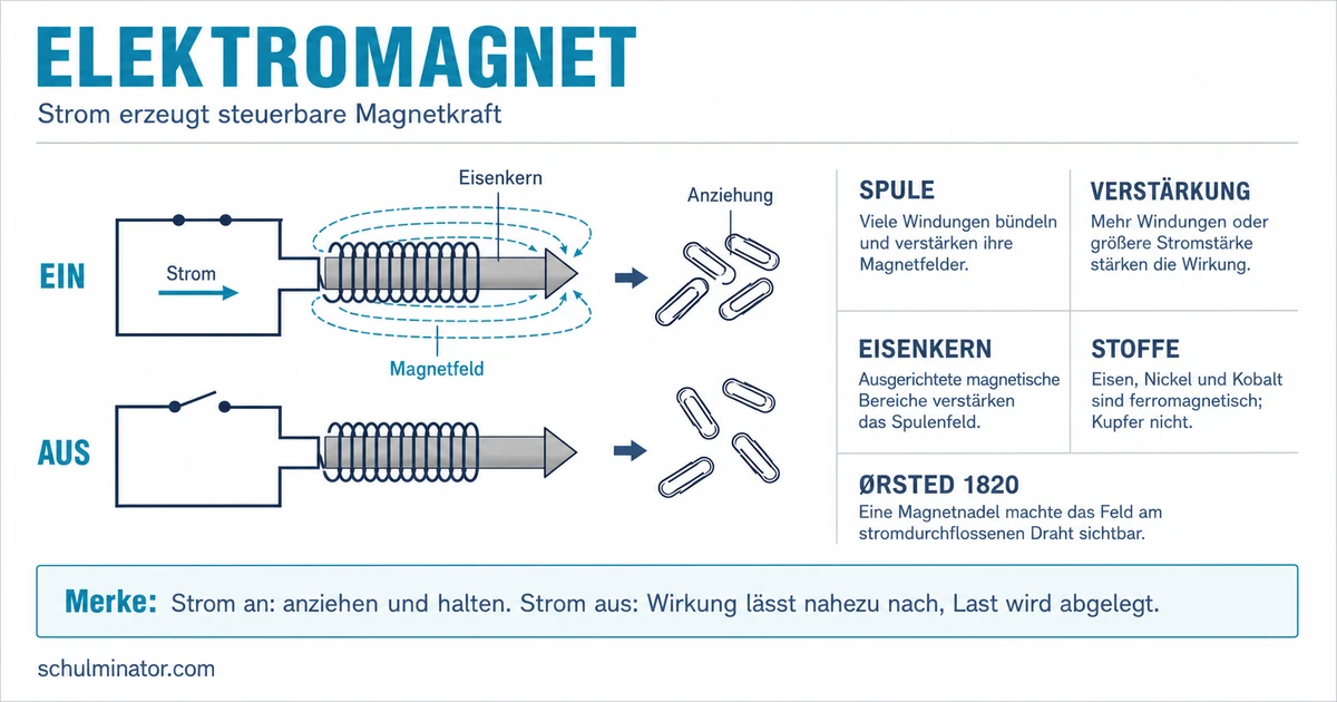 Elektromagnet für die Grundschule einfach erklärt