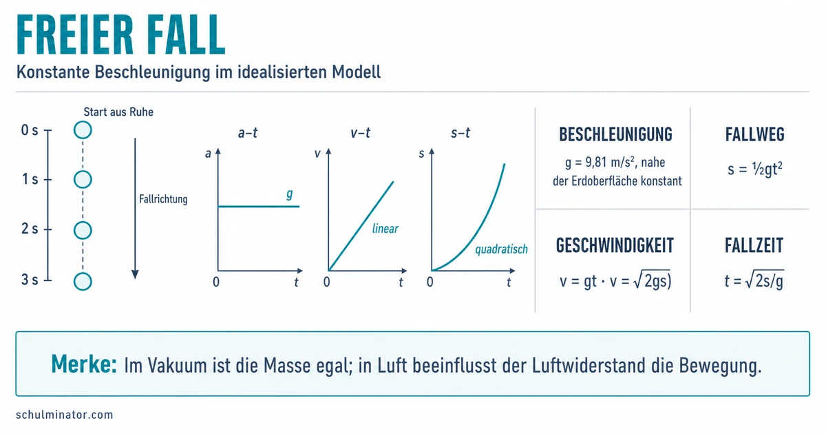 Freier Fall: Formeln, Beispiele und Aufgaben