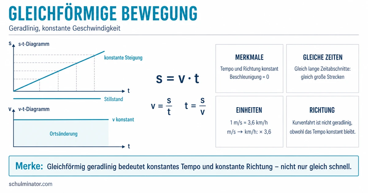 Gleichförmige Bewegung: Formeln und Diagramme