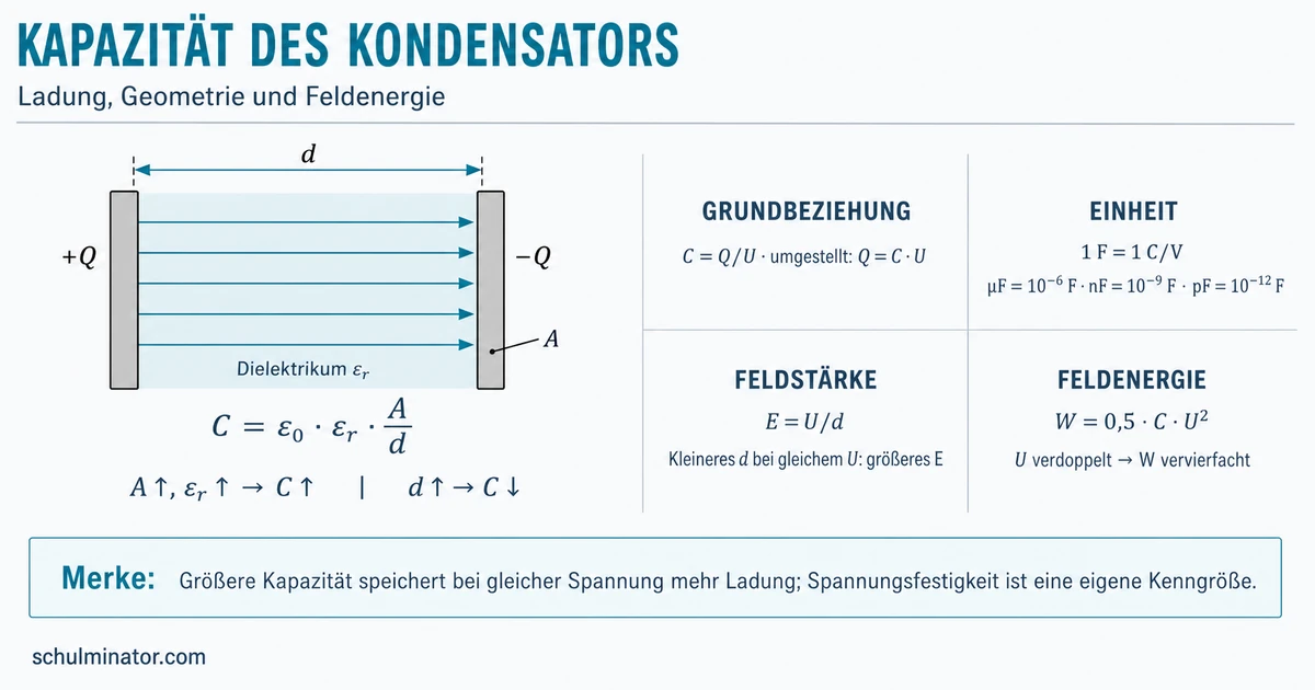 Kapazität eines Kondensators verstehen und berechnen