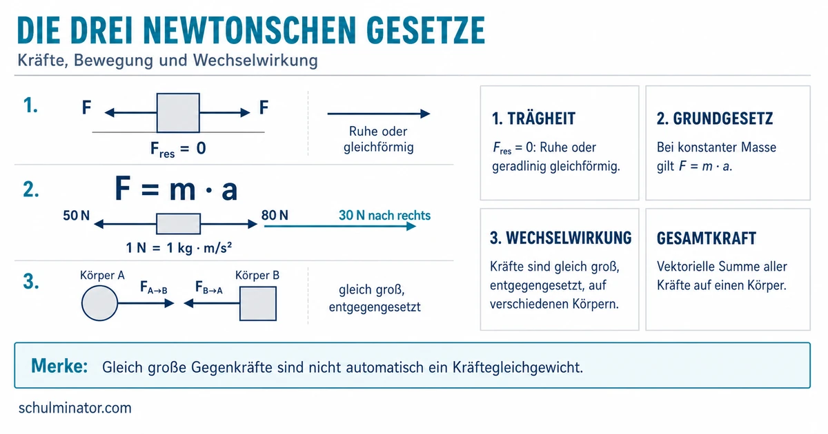 Newtonsche Gesetze: Trägheit, Kraft und Gegenkraft