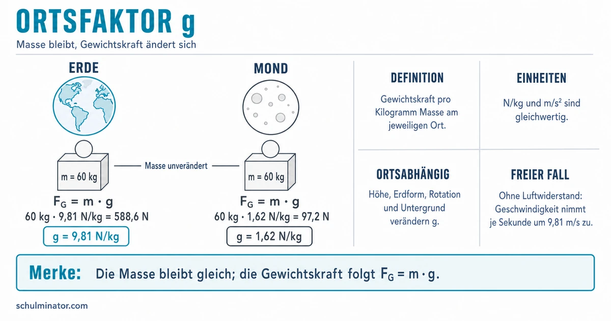 Ortsfaktor: Masse und Gewichtskraft verstehen