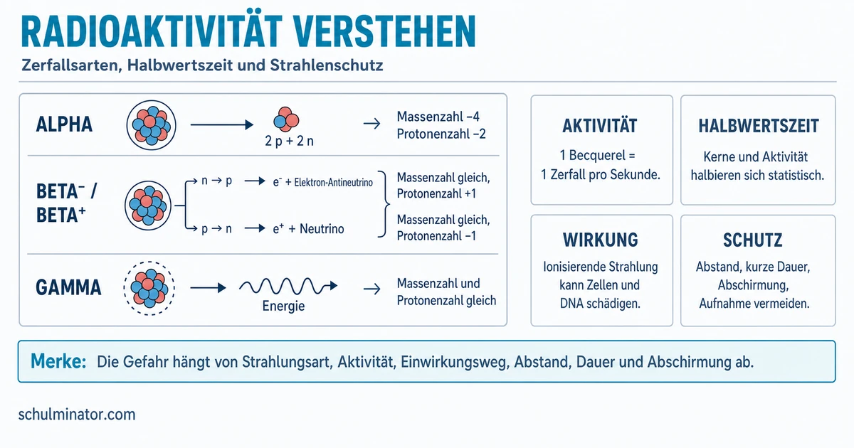 Radioaktivität: Zerfall, Strahlung und Schutz