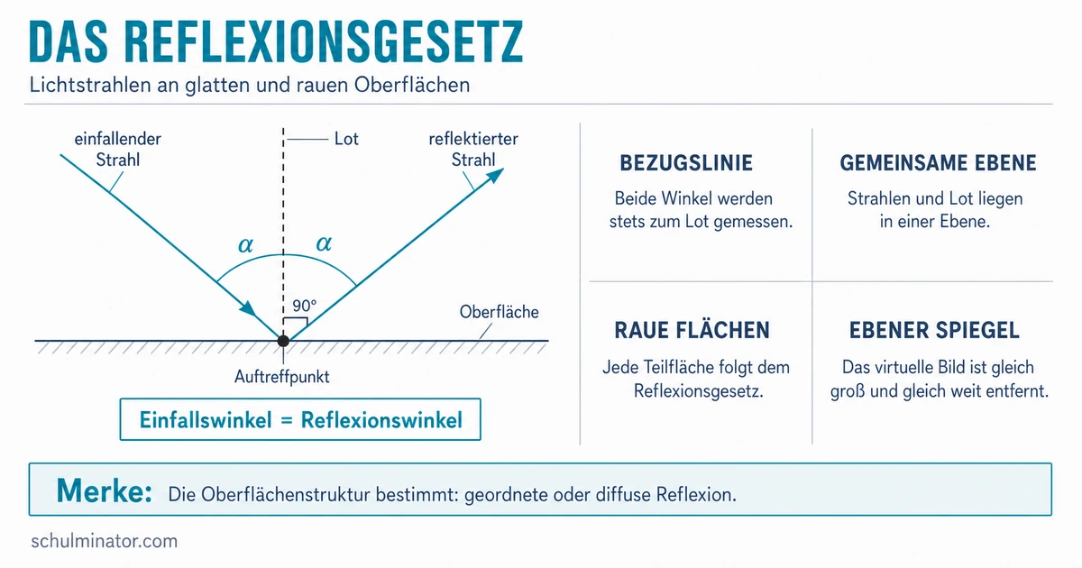 Reflexion von Licht: Gesetz und Spiegelbild