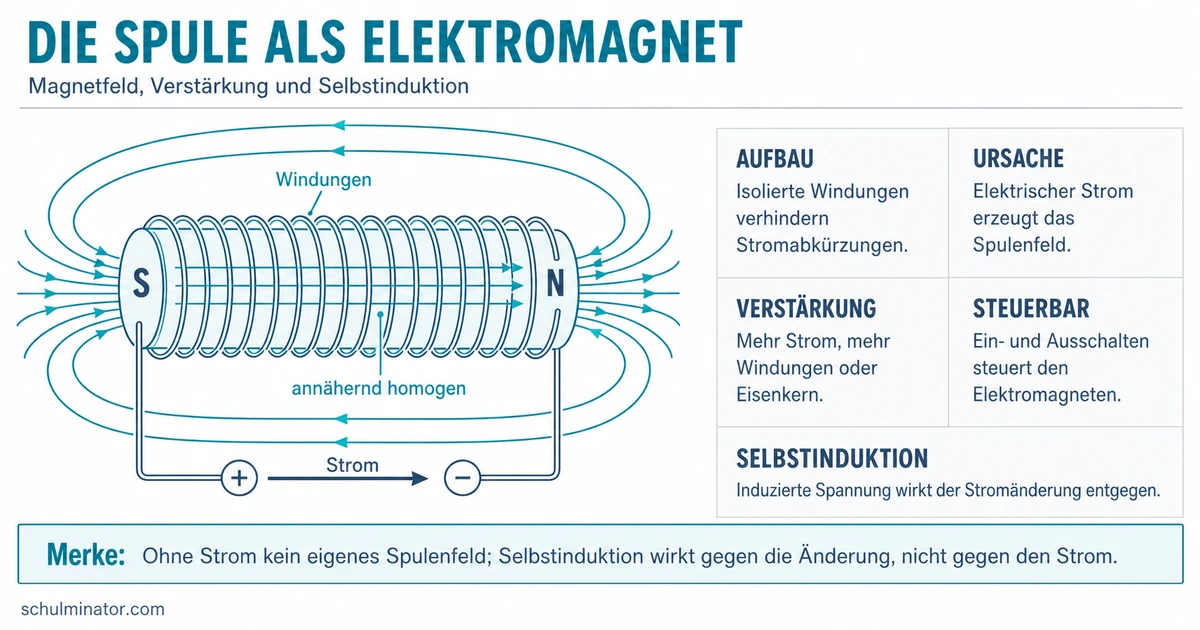 Spule: Aufbau, Magnetfeld und Elektromagnet