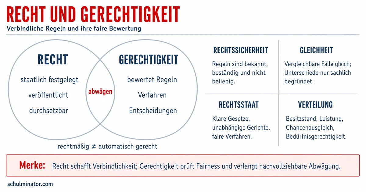 Recht und Gerechtigkeit einfach unterscheiden