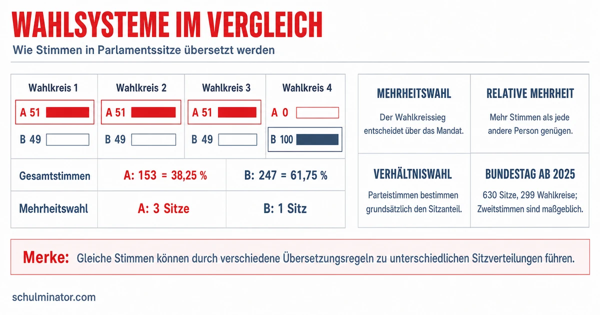 Wahlsysteme: Mehrheitswahl und Verhältniswahl