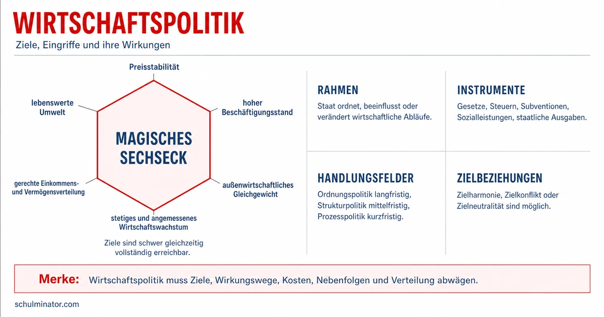 Wirtschaftspolitik: Ziele, Instrumente und Konflikte