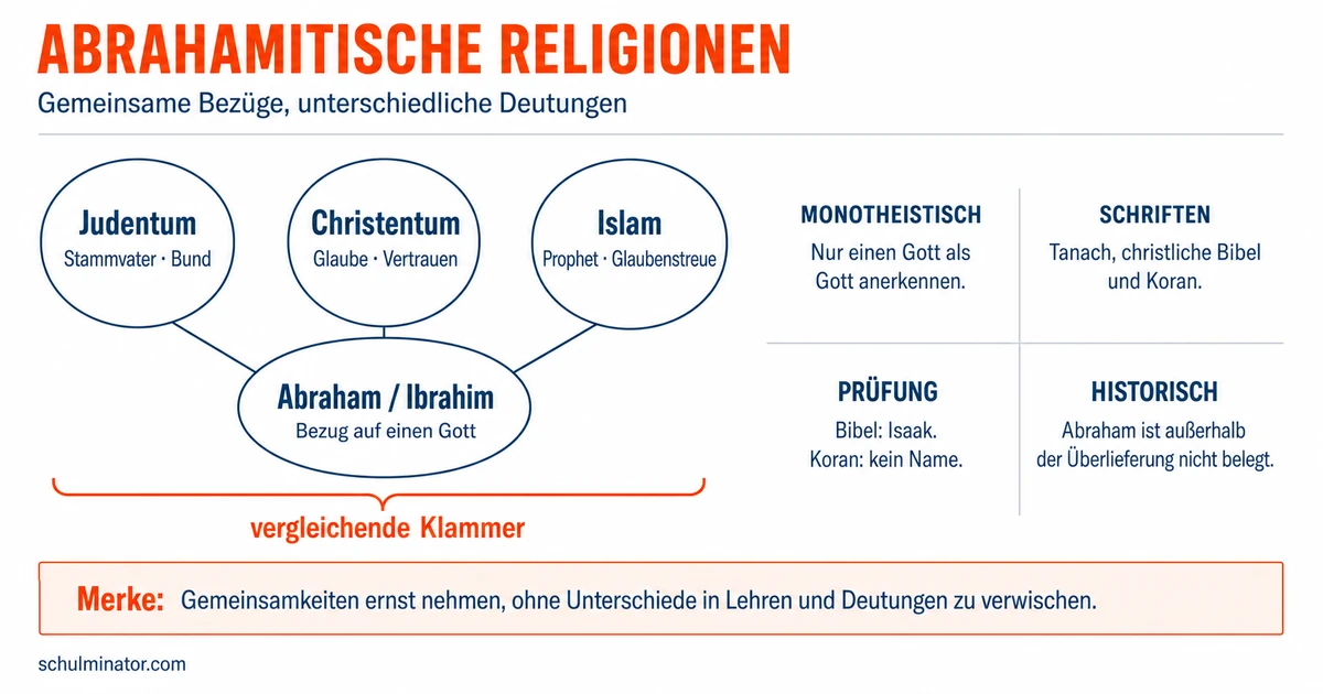 Abrahamitische Religionen einfach vergleichen