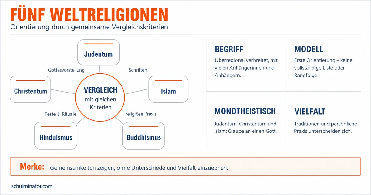 Fünf Weltreligionen: Überblick und Vergleich