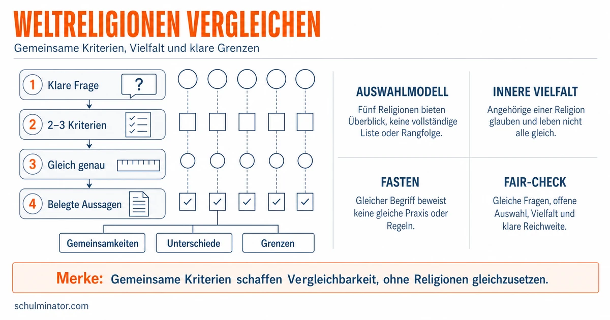 Weltreligionen vergleichen: Kriterien statt Klischees