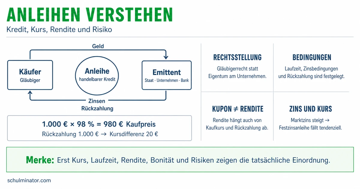 Anleihe einfach erklärt: Zins, Kurs und Risiko