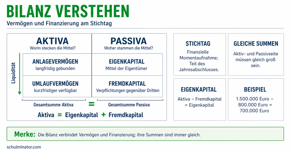 Bilanz verstehen: Aufbau, Gleichung und Beispiele