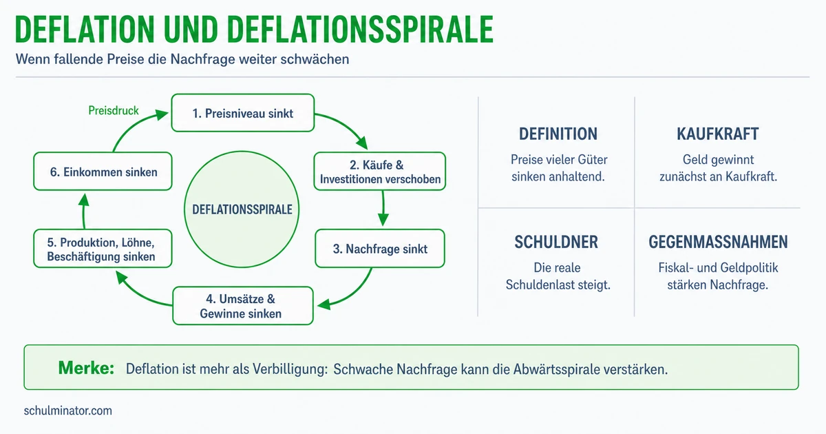 Deflation: Ursachen, Folgen und Deflationsspirale