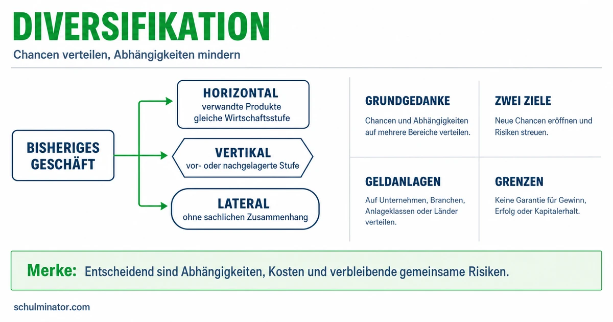 Diversifikation: Arten, Chancen und Risiken