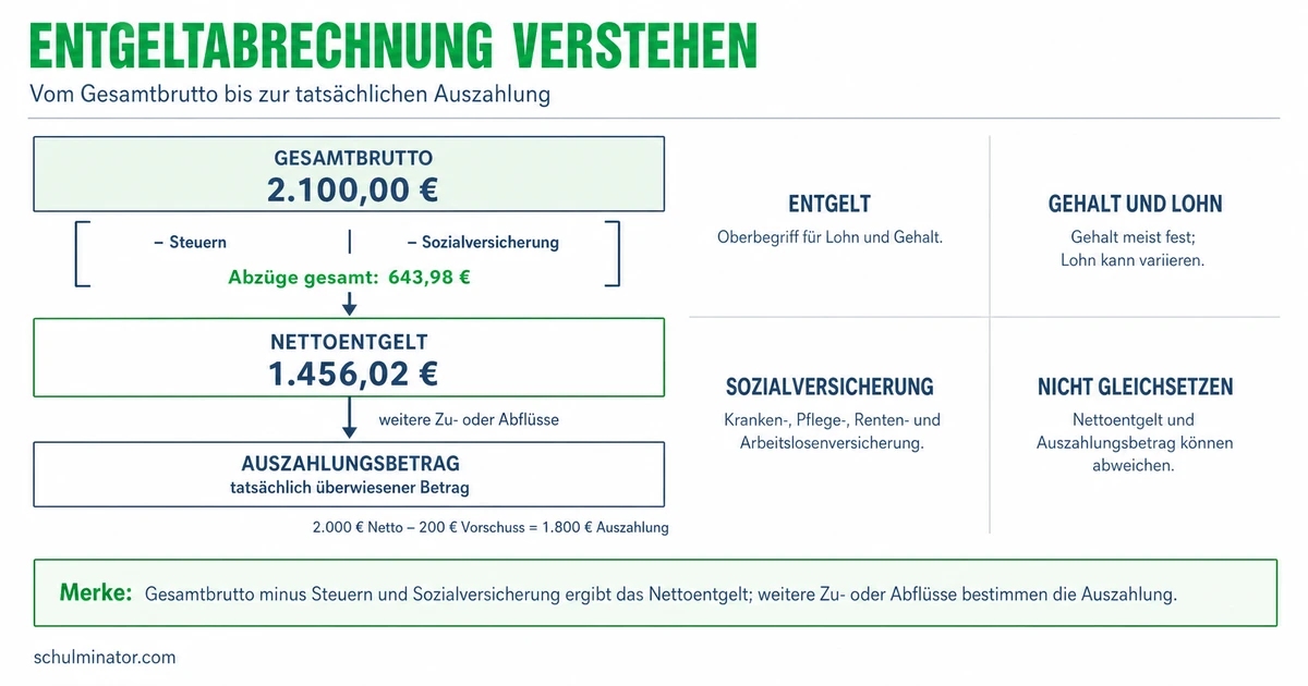 Entgeltabrechnung verstehen: Brutto, Netto, Abzüge
