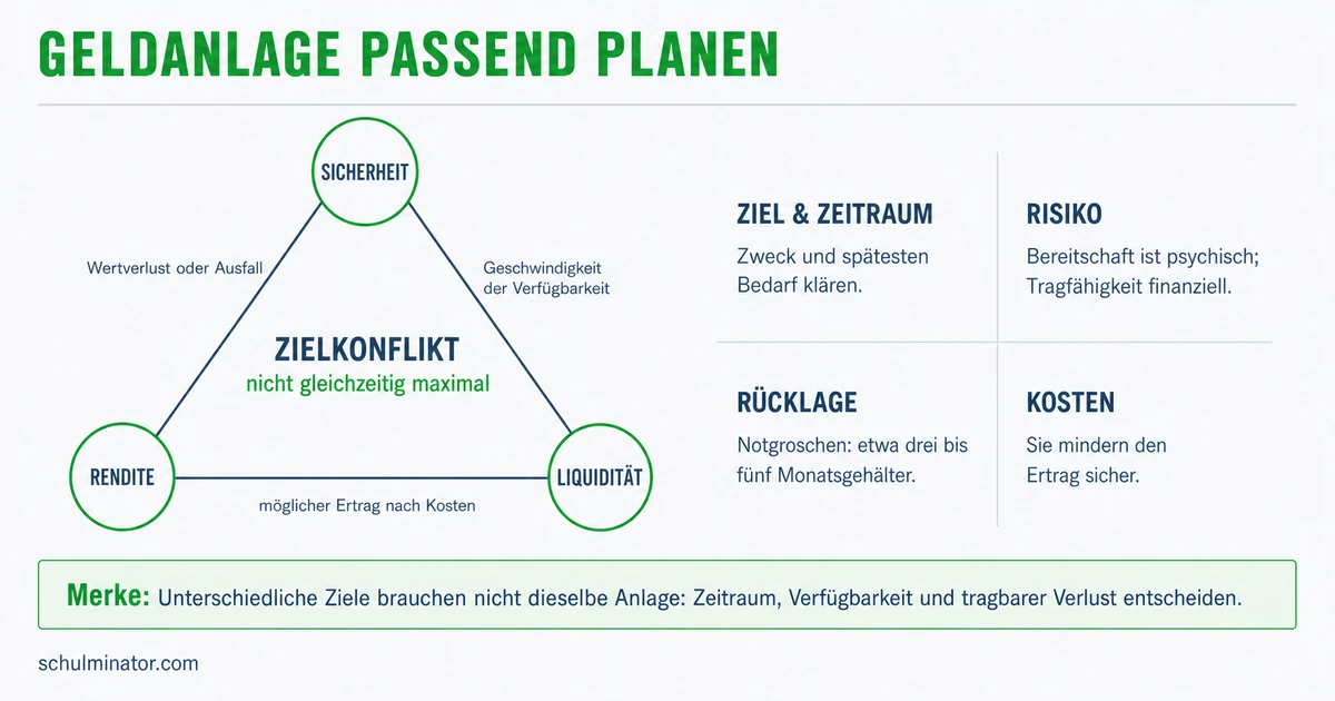 Geldanlage: Risiko, Rendite und Liquidität