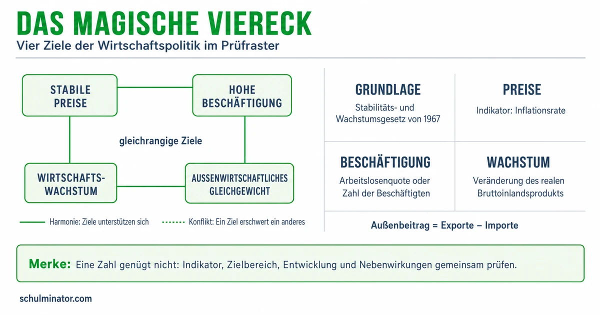 Magisches Viereck: Ziele und Konflikte beurteilen