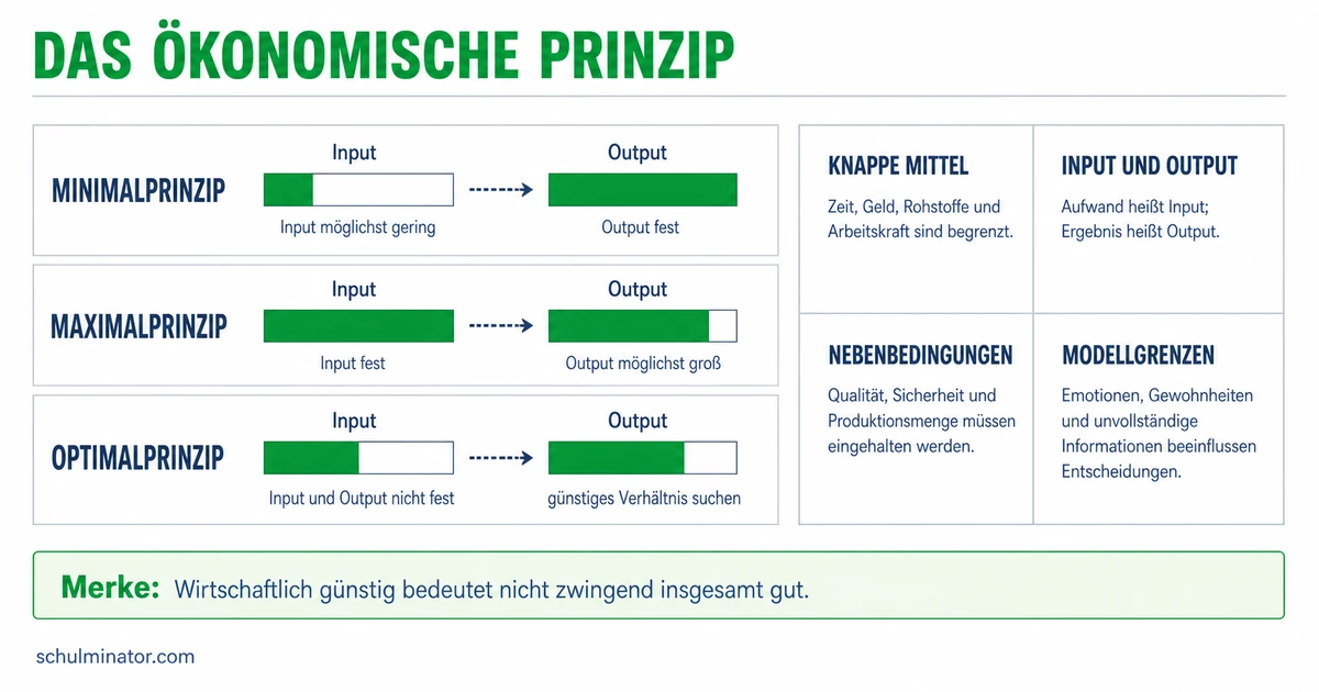 Ökonomisches Prinzip: Minimal, Maximal, Optimal