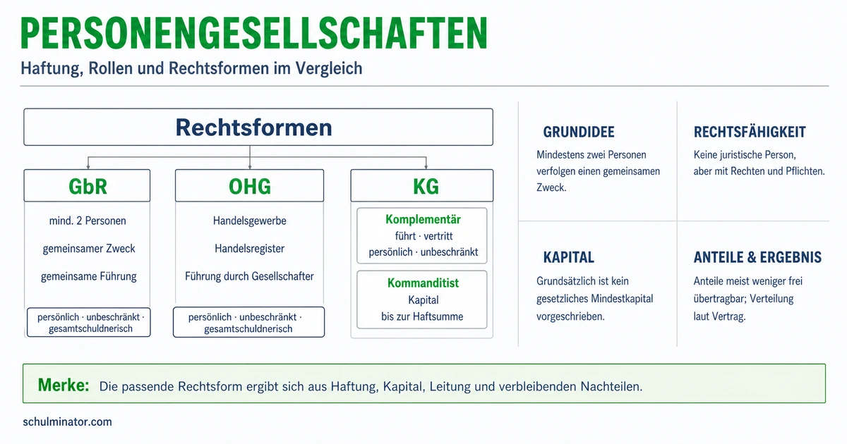 Personengesellschaft: Formen, Haftung und Auswahl