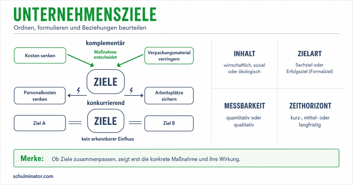 Unternehmensziele: Arten und Zielkonflikte