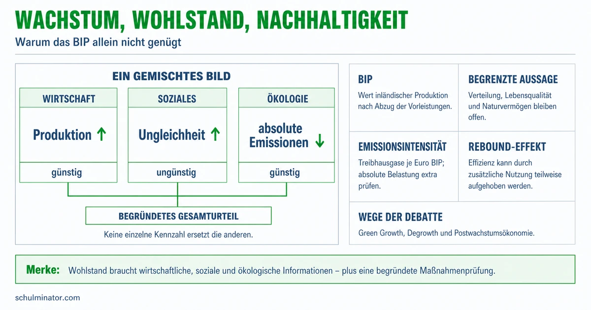 Wachstum, Wohlstand und Nachhaltigkeit abwägen