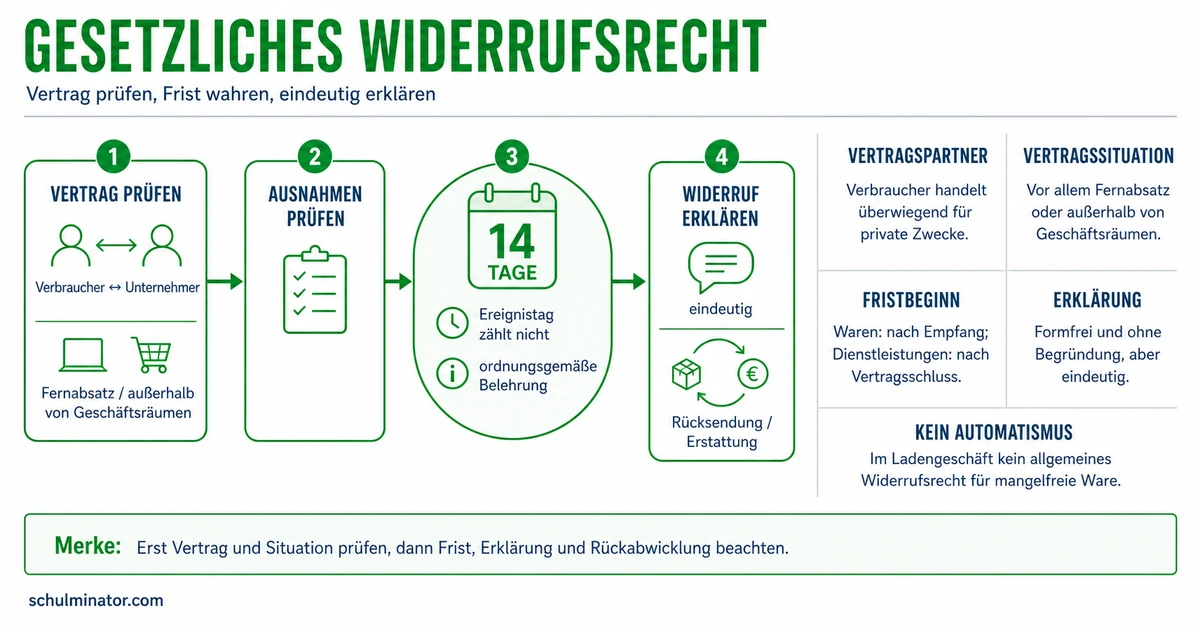 Widerrufsrecht: Frist, Erklärung und Rücksendung